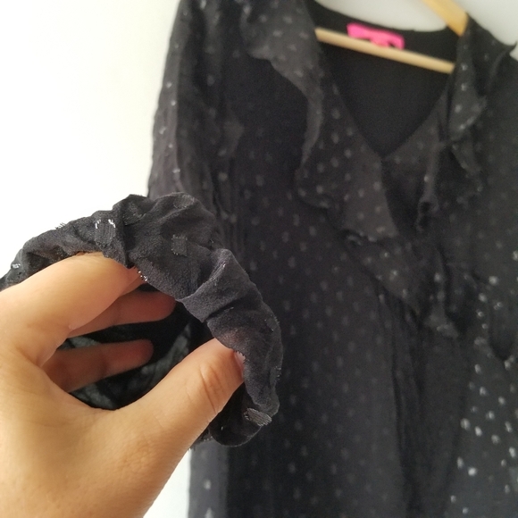 Lilly Pulitzer Olenna Silk Metallic Black Top XS - Picture 6 of 12